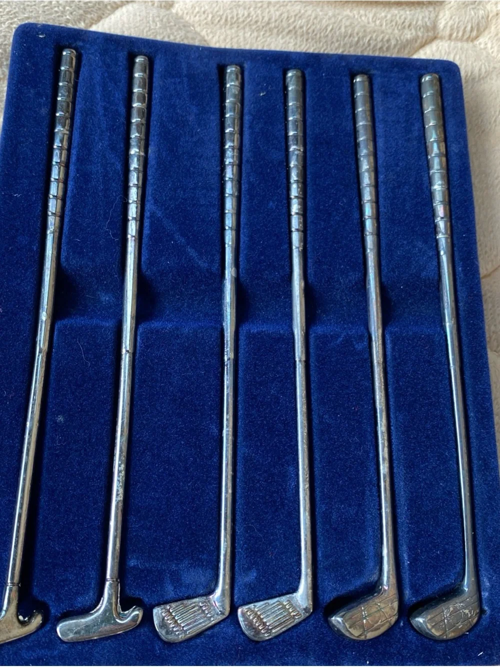 Silverplated Golf Stir Cocktail Sticks Set of 6 VTG International Silver Co.